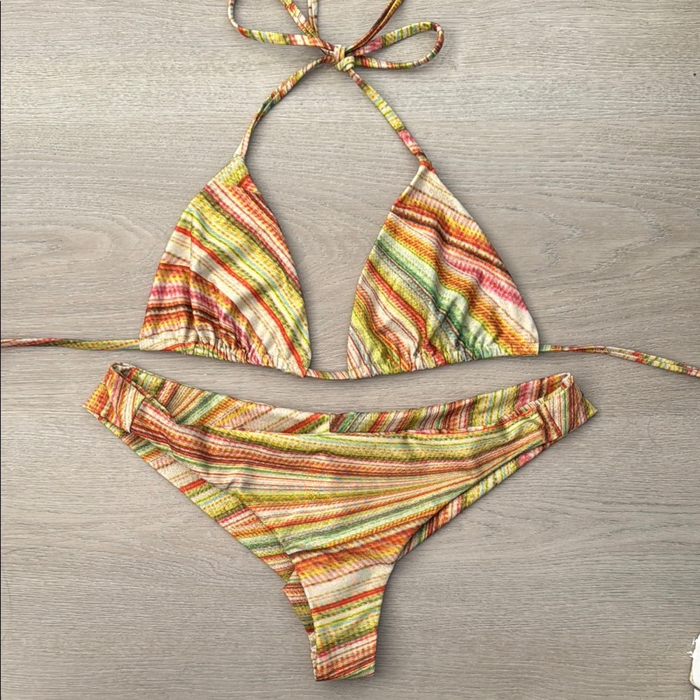Frankie’s Bikini’s Striped Bikini Set (Medium/Large)